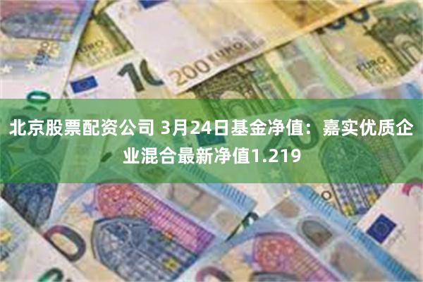 北京股票配资公司 3月24日基金净值：嘉实优质企业混合最新净值1.219