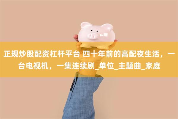 正规炒股配资杠杆平台 四十年前的高配夜生活，一台电视机，一集连续剧_单位_主题曲_家庭