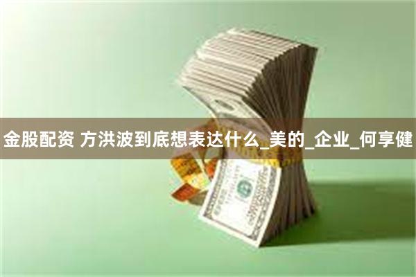 金股配资 方洪波到底想表达什么_美的_企业_何享健